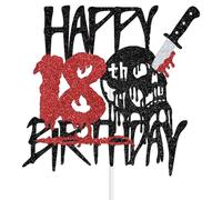 Halloween Happy 18th Birthday Cake Topper, Have A Killer Birthday Decoration, Boy Girl Halloween Horror 18th Bday Party Decorations, Knife Horror Party Decorations Black Glitter