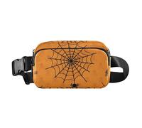 Halloween Happy All Saints' Spider Web Waist Bag, Yellow Elegant Waist Bag for Women and Men Waterproof Anti-Theft with Adjustable Strap for Travel, Gym, Work, Multicolor, 1, multi-coloured, 1 size,