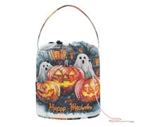 Halloween Happy Art Yarn Bag Knitting Project Bags Portable Crochet Tote for Knitting Tools Craft Storage