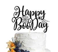 Halloween Happy Birthday Cake Topper - Pumpkin Bat Spider Web Decorations，Spooky Birthday Theme Party Decor for Kids and Adults (BOODAY-3)