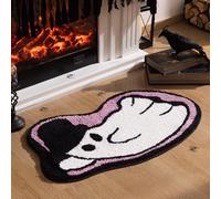 Halloween Happy Ghost Area Rug - 20 x 35 Inches Soft Plush Mat for Front Door, Living Room, Bedroom & Bathroom - Non-Slip Decorative Carpet, Gothic Halloween Decor Doormat - Available in White/Purple