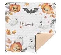 Halloween Happy Halloween Ghosts Orange Pumpkins Large Non-Slip Baby Playmat for Floor Non-Toxic Activity Gym Mat for Babies Infants Toddlers, 50'' x 50''