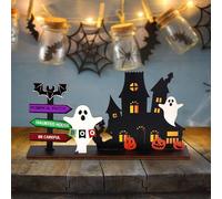 Halloween Happy Halloween Wooden Pumpkin Table Decorations Centerpiece for Party Desktop Ornament Festive Candy Day Decoration (C, 21. 9X14. 1X4. 4CM)