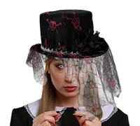 Halloween Hat-Fascinator Black Mesh Hat Veil Black - 56-60cm Felt/Mesh Mesh with Stable Design, Not Deformed, Decorative for Indoor and Outdoor Atmosphere and Disturbing