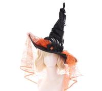 Halloween Hat - Pointed Vintage Lace Headgear, Spider Embellished Witch Costume Accessory, Elegant Wide Brim Style, Cosplay Prop Design, Party Headdress for Masquerade, Event and Holiday, 40x43 cm