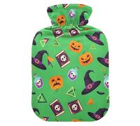 Halloween Hat Pumpkin Witch Hot Water Bottle with Cover for Pain Relief Water Heating Pad for Adults, 1L