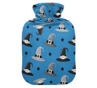 Halloween Hats Stars Witch Hot Water Bottle with Cover for Pain Relief Hot Pack for Shoulder Pain, 2L