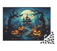 Halloween Haunt Jigsaw Puzzle 1000 Pieces Recyclable Paper Spooky Night Adult Jigsaws Party Game Props Developing boy & girlren‘s Intelligence Educational 52x38cm/1000pcs