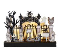 Halloween Haunt Spooktacular Glowing Wooden Desktop Ornament Set Eerie Enchantment Party Ghostly Gatherings Decorations (White, 28X20X5CM)