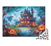 Halloween Haunted House 1000 Pc Premium Cardstock Jigsaw Puzzle Set for Adult Jigsaws, Educational Challenge, Fun Present, Great Gift Idea 38x26cm/1000pcs