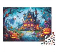 Halloween Haunted House 1000 Piece Jigsaw Puzzle for Family Decompression Wall Decor Holiday Puzzle Activity Eco-friendly 38x26cm/1000pcs