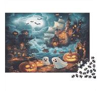 Halloween Haunted House 1000 Piece Jigsaw Puzzle Paper for Adults Pumpkin Ghost Scene Puzzle Game for Family Focus Relax Decoration Gift 52x38cm/1000pcs