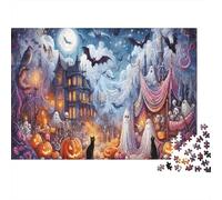 Halloween Haunted House 1000 Piece Jigsaw Puzzle Paper for Adults Spooky Night Scene Puzzle Game for Family Stress Relief Gift 52x38cm/1000pcs