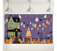 Halloween Haunted House Backdrop, Cute Ghosts and Pumpkins Party Decorations, Spooky Indoor/Outdoor Photo Background for Halloween Events 71x43 Inch