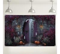Halloween Haunted House Backdrop, Spooky Gothic Wall Decorations, Ghosts and Pumpkins Theme for Parties, Fall Seasonal Decor 71x43 Inch