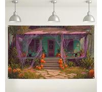 Halloween Haunted House Backdrop, Spooky Pumpkin Decor for Parties, Ghostly Outdoor/Indoor Photography Background for Halloween Celebrations 71x43 Inch