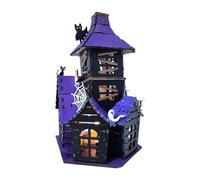 Halloween Haunted House DIY Kit Puzzle Toys Table Centerpiece Wooden Castle for Shelf