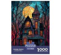 Halloween Haunted House Jigsaw Puzzles Puzzles for Adults Kids. 1000 Piece Interesting Whimsical Challenge Toy Educational Game Home Decoration for Educational Games Gifts 38x26cm/1000pcs