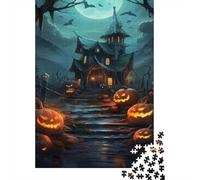 Halloween Haunted House Jigsaw Puzzles Puzzles for Adults Kids. 1000 Piece Pumpkin Lanterns Impossible Challenge Toy Educational Games Home Decoration for Educational Games Gifts 1000pcs (75x50cm)
