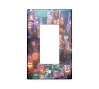 Halloween Haunted House Light Switch Cover Plates/Outlet Covers, Orange Carved Pumpkins for Spooky Decor, Thermoplastic Wall Plates, Standard Size Single Rocker