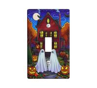 Halloween Haunted House Light Switch Cover Plates/Outlet Covers, Spooky Ghosts and Pumpkins for Halloween Decor, Thermoplastic Wall Plates, Standard Size Single Toggle