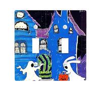 Halloween Haunted House Light Switch Cover Plates/Outlet Covers, Spooky Ghosts and Pumpkins for Wall Accents, Thermoplastic Wall Plates, Standard Size Double Toggle