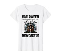 Halloween Haunted House Newcastle Value Graphic T-Shirt, Women, White, S