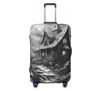 Halloween Haunted House Path Travel Luggage Covers - Elasticity Suitcase Covers Protector for Luggage 18-32 Inch