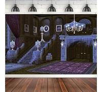 Halloween Haunted House Photography Backdrop Middle Ages Retro Spooky Deserted Spider Web Stairs Background Decor Studio Booth 300x200cm
