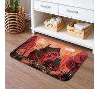 Halloween Haunted House Quick Dry Bath Mat, Cartoon Style Absorbent Non Slip Shower Mat, Fall Flannel Washable Bath Rugs for Bathroom Decorative 20x32 Inch