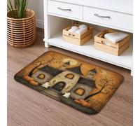 Halloween Haunted House Quick Dry Bath Mat, Vintage Spooky Ghosts Decorative Non Slip Shower Rug, Autumn Flannel Washable Bath Rugs for Bathroom Toilet Restroom 20x32 Inch