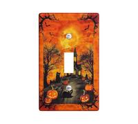 Halloween Haunted House Switch Cover Plates Spooky Fall Decoration with Black Cats, Pumpkins and Bats Seasonal Wall Accents, Simple Rocker in