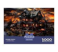 Halloween Haunted Realm Jigsaw Puzzles for Adults Gifts 1000 Piece Fun Challenging Home Decors Brainteasing Horror Festival Jigsaw Puzzle for Adults And Kids 70x50cm/1000pcs
