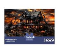 Halloween Haunted Realm Jigsaw Puzzles Great Gift for Adults 1000 Piece Educational Games Home Decoration Horror Festival Jigsaw Puzzle for Women Men Adult 38x26cm/1000pcs