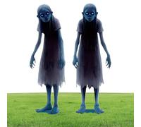 Halloween Haunted Twin Ground Stakes - Scary Metal Garden Lawn Sign 2-pieces - Halloween Horror Prop for Haunted House Yard Patio Porch Carnival Party Lawn Grassland