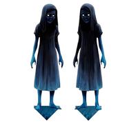 Halloween Haunted Twin Yard Signs,Metal Spooky Lawn Sign Stakes 2-pieces - Horror Halloween Ground Insertion for Grassland Porch Carnival Lawn Yard Party Decoration