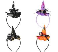Halloween Headband 4pcs Cloth Witch Hat Costume Accessory Halloween Season | Photo Props for Festival Use, Adorable Unique Style, Lightweight Hair Band Decorations