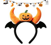 Halloween Headband Fuzzy Orange Bat Wings Headpiece