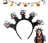 Halloween Headband, Ghost Spooky Headbands, Sparkling Sequined Hairband for Women Men Photo Prop Christmas Event Vacation