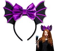 Halloween Headband Party Decorations for Girls, Cute Purple Bow Bat Hair Hoop Halloween Purple Bow Bat Hair Accessories for Women Girls Cosplay Makeup Costume Decoration Party Photo Props