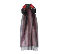 Halloween Headband Women Girl Rose Flower Gothic Crown Lace Veil Garland for Party Cosplay Festival Hair Wreath Photo Props Headpiece Christmas Day The Dead Costume Wreath Girls Hairbands