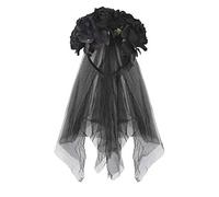 Halloween Headband Women Girl Rose Flower Gothic Crown Lace Veil Garland for Party Cosplay Festival Hair Wreath Photo Props Headpiece Christmas Day The Dead Costume Wreath Girls Hairbands