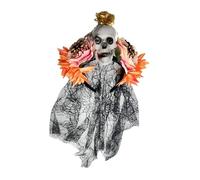 Halloween Headbands, Day of the Dead Floral Crown Tiara Headdress, Gothic Skull Colorful Flower Black Lace Veil Headband, Long Black Veil Hair Band for Party Cosplay (02, One Size)