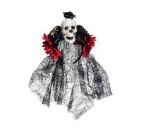 Halloween Headbands, Day of the Dead Floral Crown Tiara Headdress, Gothic Skull Colorful Flower Black Lace Veil Headband, Long Black Veil Hair Band for Party Cosplay (03, One Size)