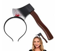 Halloween Headbands Halloween Axe Headband, Fake Axe Headbands Accessory | Halloween Axe Prop In the Head, Plastic Axe Headband, Through Head Weapon Decoration for Halloween Carnival Fancy Dress Party