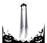 Halloween Headpiece | Vintage Black Rose Crowns Head Piece With Veil | Day Of The Dead Flower Headpiece, Halloween Costume Accessories for Cosplay Carnivals Weddings Party