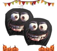 Halloween Headrest Covers - 1 Pair Stretch Car Headrest Protector | Elastic Auto Interior Head Rest Covers for Halloween Driver Passenger Women Men Vehicles