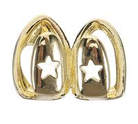 Halloween Heart Cutout Gold Teeth Grills for Women Copper Plated | Shiny Dual Tone Finish, Front Upper Teeth Fit, Clubwear and Concerts, Statement Accessory