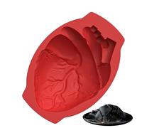 Halloween Heart Mold - Silicone Anatomical Tray, Non-Stick Bake Container | Large Realistic Human Heart Shape for Cake, Chocolate, Sugar Candy Art and Spooky Parties Dessert Presentation
