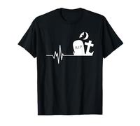 Halloween Heartbeat Pumpkin Bats Boo Scary and Creepy for T-Shirt